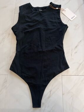 NWT Quince Stretch Cotton Jersey High Neck Sleeveless Thong Back Bodysuit XS